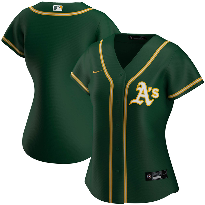 2020 MLB Women Oakland Athletics Nike Green Alternate 2020 Replica Team Jersey 1->women mlb jersey->Women Jersey
